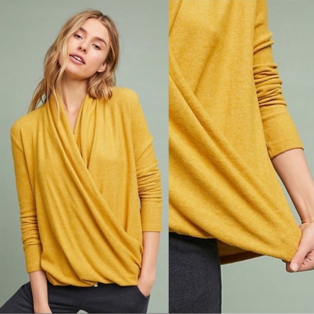 Anthropologie Pure + Good Clayton Brushed Fleece Wrap Top